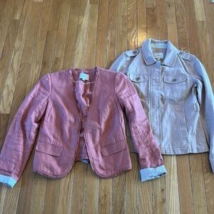 2 Ann Taylor Loft Suit Jacket Blazer Light Coat Women’s Size Small Tan / Orange